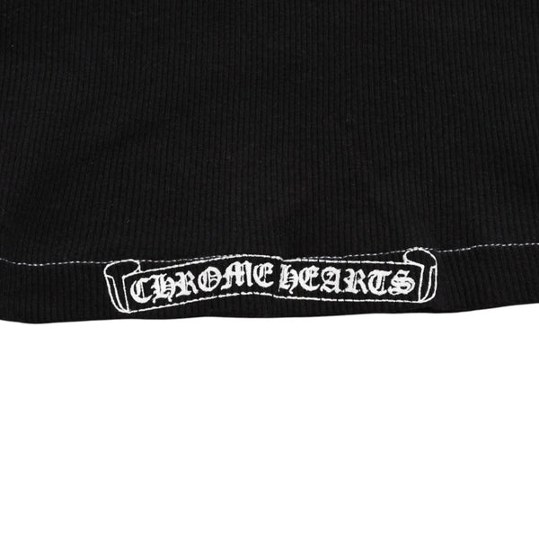 極美品 CHROME HEARTS クロムハーツ サイドロゴ リブタンクトップ ブラック Sサイズ オールドイングリッシュ ロング丈 中古 4a005882