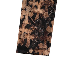 新品未使用品 CHROME HEARTS クロムハーツ オフショルダー セミタリークロス シアー ロングスリーブ Tシャツ ブラック ブラウン サイズM 中古 4a005931