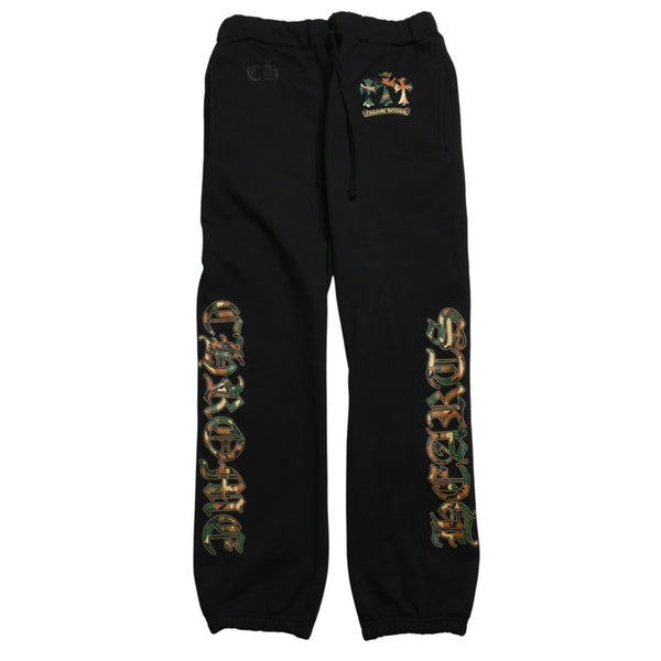 極美品 CHROME HEARTS クロムハーツ カモ トリプルクロス スウェットパンツ セメタリークロス オールドイングリッシュロゴ Lサイズ 中古 4a005877