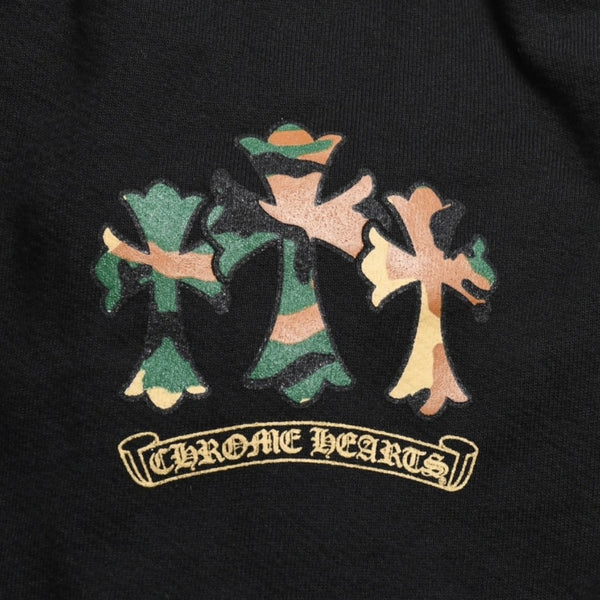 極美品 CHROME HEARTS クロムハーツ カモ トリプルクロス スウェットパンツ セメタリークロス オールドイングリッシュロゴ Lサイズ 中古 4a005877