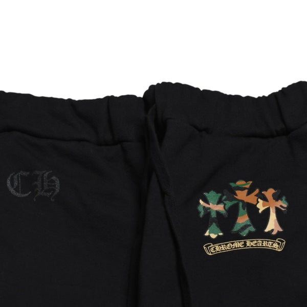 極美品 CHROME HEARTS クロムハーツ カモ トリプルクロス スウェットパンツ セメタリークロス オールドイングリッシュロゴ Lサイズ 中古 4a005877