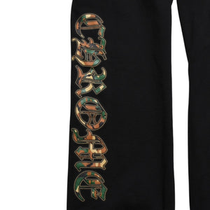 極美品 CHROME HEARTS クロムハーツ カモ トリプルクロス スウェットパンツ セメタリークロス オールドイングリッシュロゴ Lサイズ 中古 4a005877