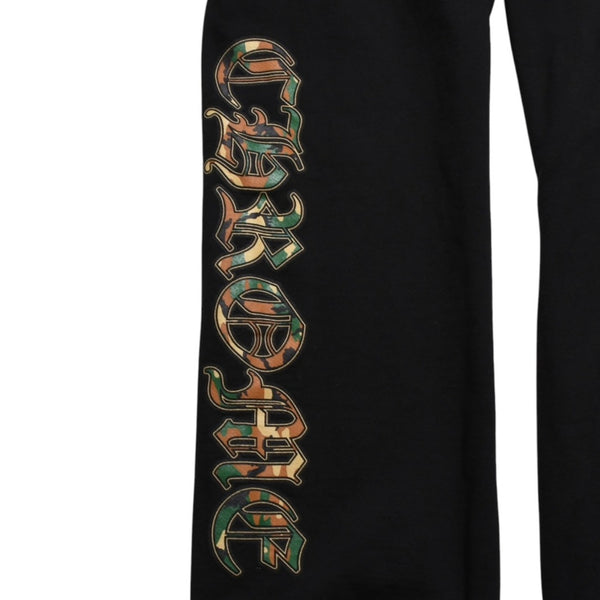 極美品 CHROME HEARTS クロムハーツ カモ トリプルクロス スウェットパンツ セメタリークロス オールドイングリッシュロゴ Lサイズ 中古 4a005877