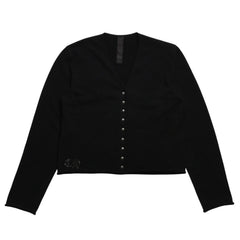 新品未使用品 CHROME HEARTS クロムハーツ ニットカーディガン カシミヤ ラインストーン ハート 装飾 ブラック シルバー サイズXL 中古 4a005918