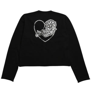 新品未使用品 CHROME HEARTS クロムハーツ ニットカーディガン カシミヤ ラインストーン ハート 装飾 ブラック シルバー サイズXL 中古 4a005918
