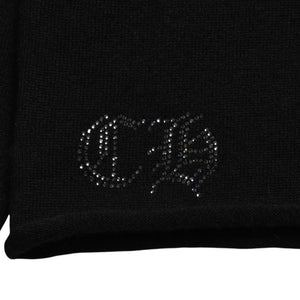 新品未使用品 CHROME HEARTS クロムハーツ ニットカーディガン カシミヤ ラインストーン ハート 装飾 ブラック シルバー サイズXL 中古 4a005918