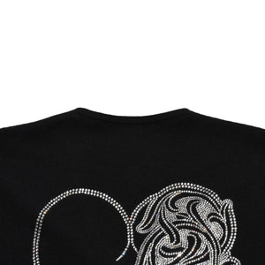 新品未使用品 CHROME HEARTS クロムハーツ ニットカーディガン カシミヤ ラインストーン ハート 装飾 ブラック シルバー サイズXL 中古 4a005918