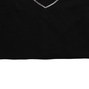 新品未使用品 CHROME HEARTS クロムハーツ ニットカーディガン カシミヤ ラインストーン ハート 装飾 ブラック シルバー サイズXL 中古 4a005918