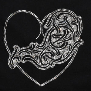 新品未使用品 CHROME HEARTS クロムハーツ ニットカーディガン カシミヤ ラインストーン ハート 装飾 ブラック シルバー サイズXL 中古 4a005918