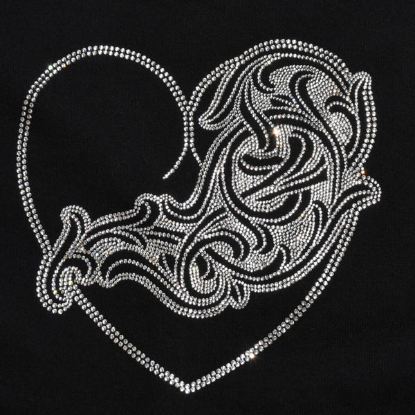 新品未使用品 CHROME HEARTS クロムハーツ ニットカーディガン カシミヤ ラインストーン ハート 装飾 ブラック シルバー サイズXL 中古 4a005918