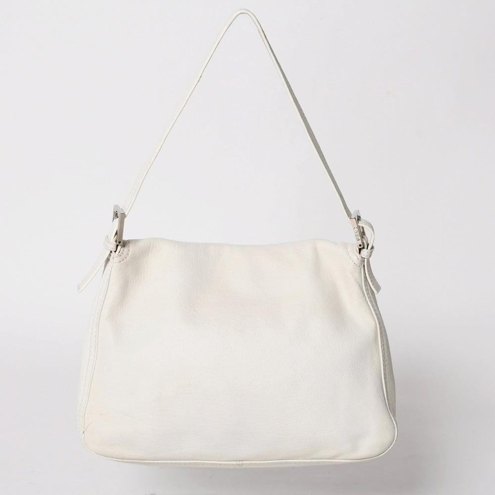 FENDI フェンディ マンマバケット ワンショルダーバッグ 8BR001 FFロゴ キャンバス レザー アイボリー シルバー金具 美品 中古 4a005792