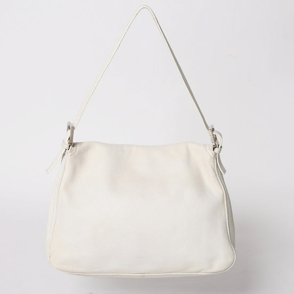 FENDI フェンディ マンマバケット ワンショルダーバッグ 8BR001 FFロゴ キャンバス レザー アイボリー シルバー金具 美品 中古 4a005792