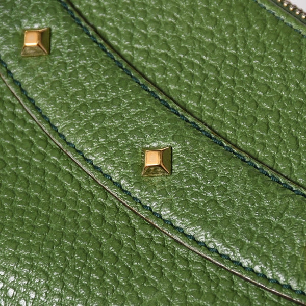 極美品 GUCCI グッチ バンブー アニタ ホーボー ハンドバッグ 137378 レザー スタッズ ワンショルダー グリーン ゴールド金具 中古 4a005901