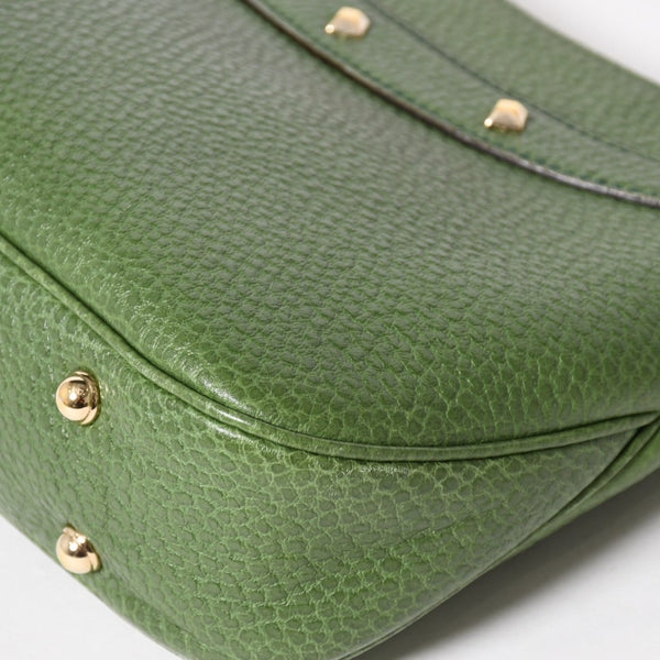 極美品 GUCCI グッチ バンブー アニタ ホーボー ハンドバッグ 137378 レザー スタッズ ワンショルダー グリーン ゴールド金具 中古 4a005901