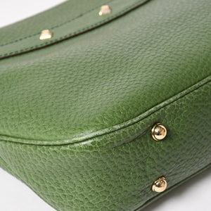 極美品 GUCCI グッチ バンブー アニタ ホーボー ハンドバッグ 137378 レザー スタッズ ワンショルダー グリーン ゴールド金具 中古 4a005901