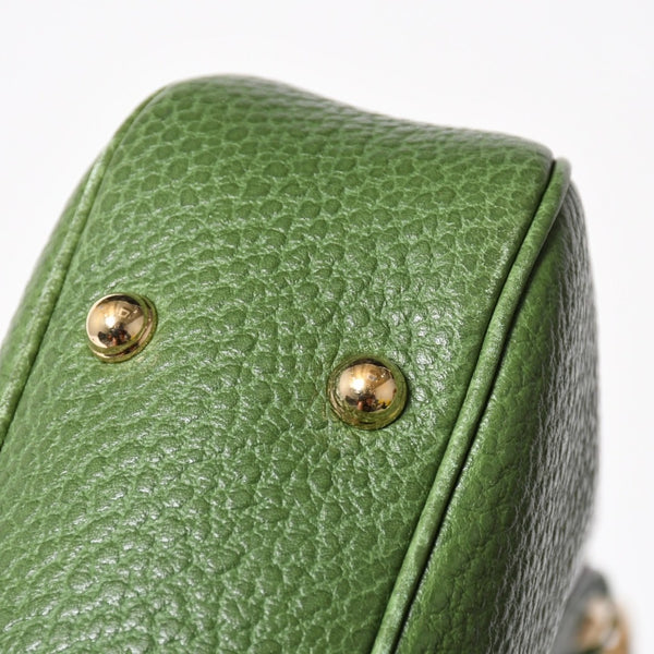 極美品 GUCCI グッチ バンブー アニタ ホーボー ハンドバッグ 137378 レザー スタッズ ワンショルダー グリーン ゴールド金具 中古 4a005901