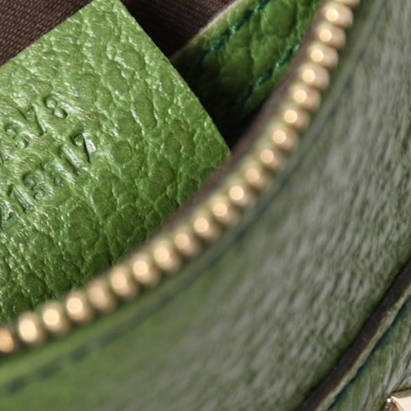 極美品 GUCCI グッチ バンブー アニタ ホーボー ハンドバッグ 137378 レザー スタッズ ワンショルダー グリーン ゴールド金具 中古 4a005901