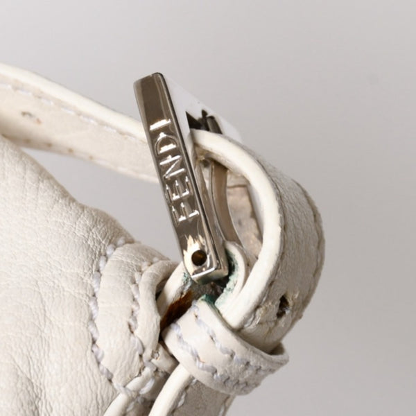FENDI フェンディ マンマバケット ワンショルダーバッグ 8BR001 FFロゴ キャンバス レザー アイボリー シルバー金具 美品 中古 4a005792