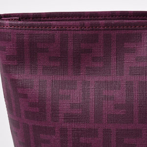 極美品 FENDI フェンディ トートバッグ ハンドバッグ パープル ホワイト 花柄 ズッカ キャンバス 中古 4a005898