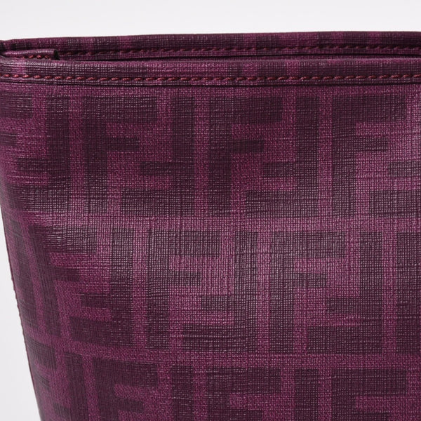 極美品 FENDI フェンディ トートバッグ ハンドバッグ パープル ホワイト 花柄 ズッカ キャンバス 中古 4a005898