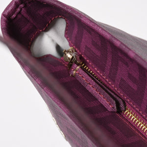 極美品 FENDI フェンディ トートバッグ ハンドバッグ パープル ホワイト 花柄 ズッカ キャンバス 中古 4a005898