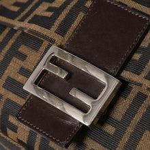 画像をギャラリービューアに読み込む, FENDI フェンディ ズッカ柄 マンマバケット ショルダーバッグ 26325 キャンバス レザー ブラウン FFバックル シルバー金具 美品 中古 4a005783