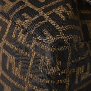 FENDI フェンディ ズッカ柄 マンマバケット ショルダーバッグ 26325 キャンバス レザー ブラウン FFバックル シルバー金具 美品 中古 4a005783