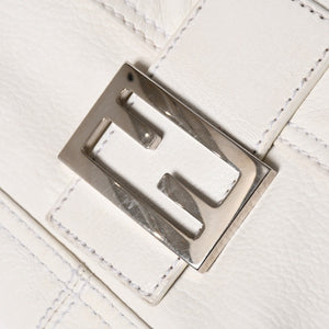 FENDI フェンディ マンマバケット ワンショルダーバッグ 8BR001 FFロゴ キャンバス レザー アイボリー シルバー金具 美品 中古 4a005792