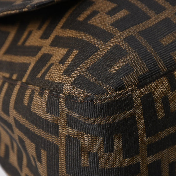 FENDI フェンディ ズッカ柄 マンマバケット ショルダーバッグ 26325 キャンバス レザー ブラウン FFバックル シルバー金具 美品 中古 4a005783