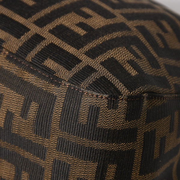 FENDI フェンディ ズッカ柄 マンマバケット ショルダーバッグ 26325 キャンバス レザー ブラウン FFバックル シルバー金具 美品 中古 4a005783