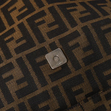 画像をギャラリービューアに読み込む, FENDI フェンディ ズッカ柄 マンマバケット ショルダーバッグ 26325 キャンバス レザー ブラウン FFバックル シルバー金具 美品 中古 4a005783