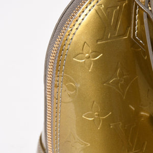 LOUIS VUITTON ルイヴィトン アルマBB ハンドバッグ M90104 モノグラムヴェルニ ヴェールオリーブ ショルダーバッグ ゴールド金具 美品 中古 4a005795