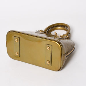 LOUIS VUITTON ルイヴィトン アルマBB ハンドバッグ M90104 モノグラムヴェルニ ヴェールオリーブ ショルダーバッグ ゴールド金具 美品 中古 4a005795