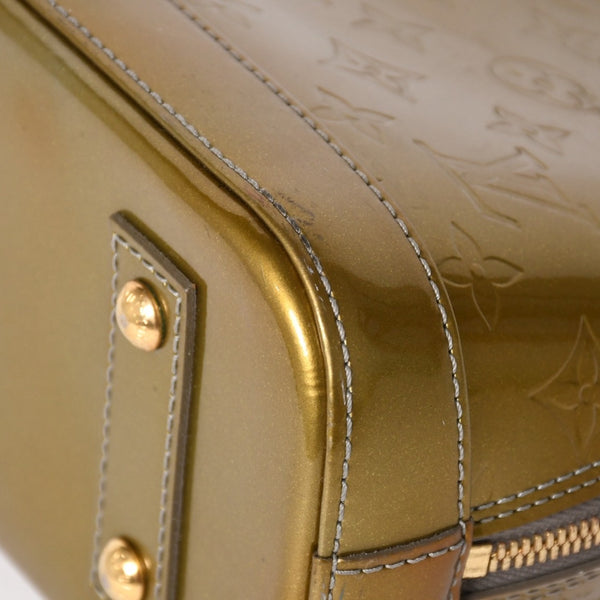 LOUIS VUITTON ルイヴィトン アルマBB ハンドバッグ M90104 モノグラムヴェルニ ヴェールオリーブ ショルダーバッグ ゴールド金具 美品 中古 4a005795