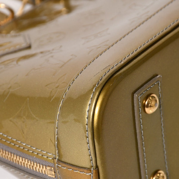 LOUIS VUITTON ルイヴィトン アルマBB ハンドバッグ M90104 モノグラムヴェルニ ヴェールオリーブ ショルダーバッグ ゴールド金具 美品 中古 4a005795