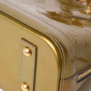 LOUIS VUITTON ルイヴィトン アルマBB ハンドバッグ M90104 モノグラムヴェルニ ヴェールオリーブ ショルダーバッグ ゴールド金具 美品 中古 4a005795