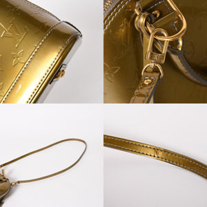 LOUIS VUITTON ルイヴィトン アルマBB ハンドバッグ M90104 モノグラムヴェルニ ヴェールオリーブ ショルダーバッグ ゴールド金具 美品 中古 4a005795