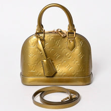 画像をギャラリービューアに読み込む, LOUIS VUITTON ルイヴィトン アルマBB ハンドバッグ M90104 モノグラムヴェルニ ヴェールオリーブ ショルダーバッグ ゴールド金具 美品 中古 4a005795