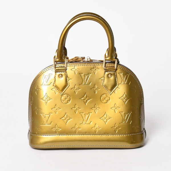 LOUIS VUITTON ルイヴィトン アルマBB ハンドバッグ M90104 モノグラムヴェルニ ヴェールオリーブ ショルダーバッグ ゴールド金具 美品 中古 4a005795