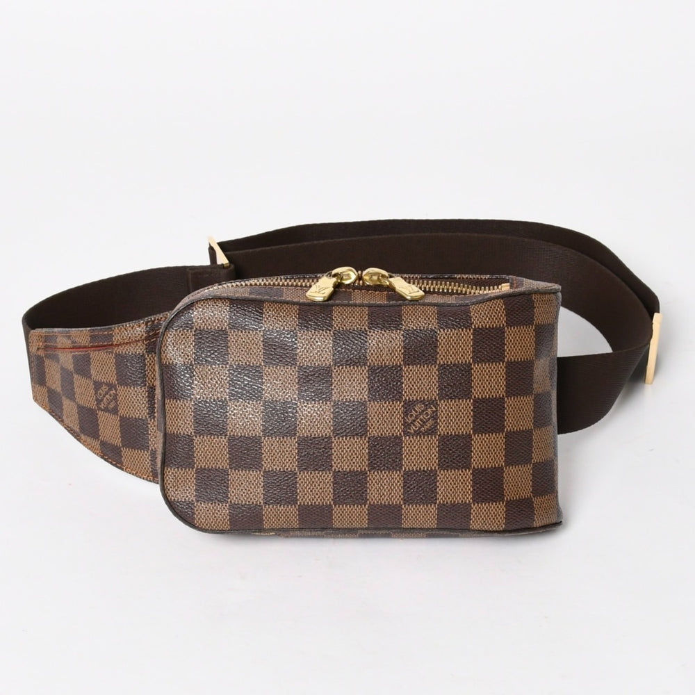 極美品 LOUIS VUITTON ルイヴィトン ジェロニモス ウエストバッグ N51994 ボディバッグ ダミエ ブラウン ゴールド金具 中古 4a005803