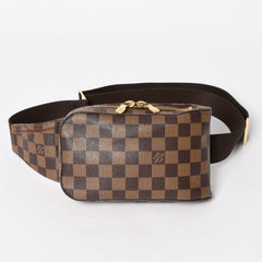 極美品 LOUIS VUITTON ルイヴィトン ジェロニモス ウエストバッグ N51994 ボディバッグ ダミエ ブラウン ゴールド金具 中古 4a005803