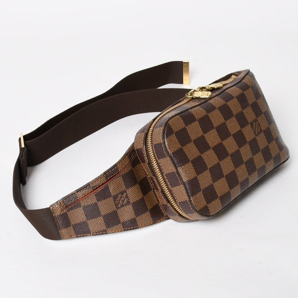 極美品 LOUIS VUITTON ルイヴィトン ジェロニモス ウエストバッグ N51994 ボディバッグ ダミエ ブラウン ゴールド金具 中古 4a005803