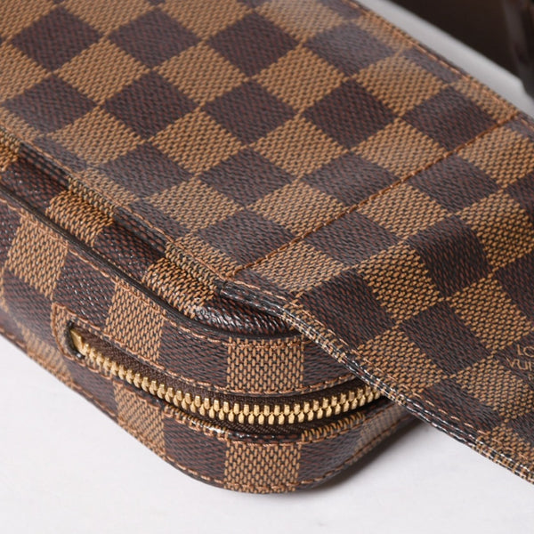 極美品 LOUIS VUITTON ルイヴィトン ジェロニモス ウエストバッグ N51994 ボディバッグ ダミエ ブラウン ゴールド金具 中古 4a005803