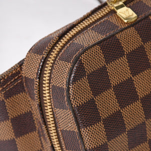 極美品 LOUIS VUITTON ルイヴィトン ジェロニモス ウエストバッグ N51994 ボディバッグ ダミエ ブラウン ゴールド金具 中古 4a005803