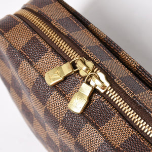 極美品 LOUIS VUITTON ルイヴィトン ジェロニモス ウエストバッグ N51994 ボディバッグ ダミエ ブラウン ゴールド金具 中古 4a005803