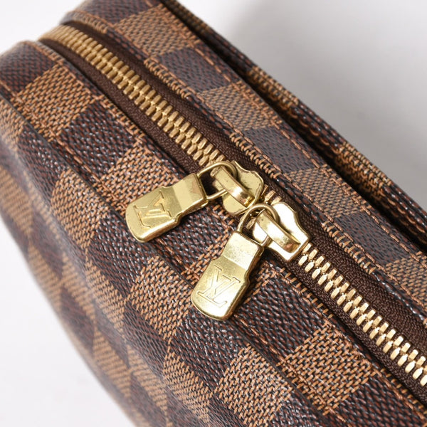 極美品 LOUIS VUITTON ルイヴィトン ジェロニモス ウエストバッグ N51994 ボディバッグ ダミエ ブラウン ゴールド金具 中古 4a005803