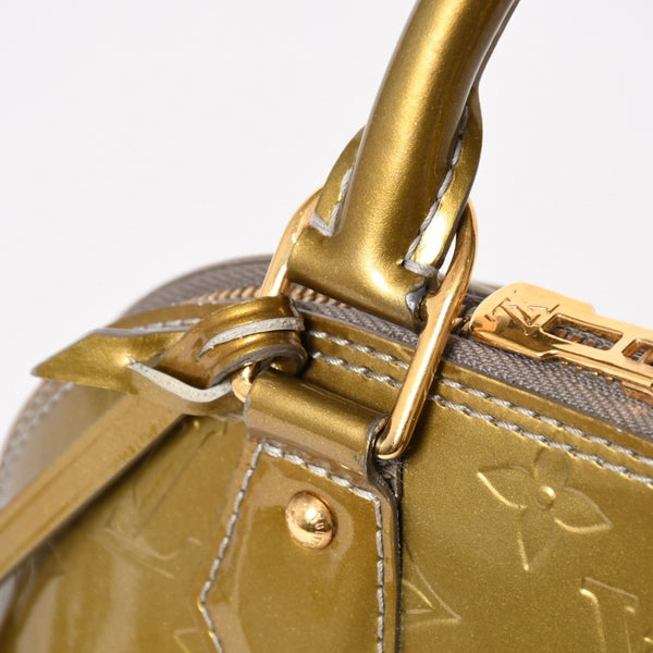 LOUIS VUITTON ルイヴィトン アルマBB ハンドバッグ M90104 モノグラムヴェルニ ヴェールオリーブ ショルダーバッグ ゴールド金具 美品 中古 4a005795