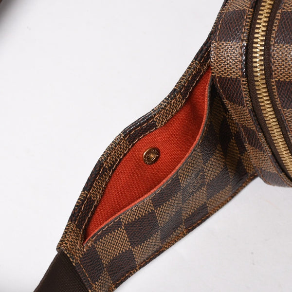極美品 LOUIS VUITTON ルイヴィトン ジェロニモス ウエストバッグ N51994 ボディバッグ ダミエ ブラウン ゴールド金具 中古 4a005803