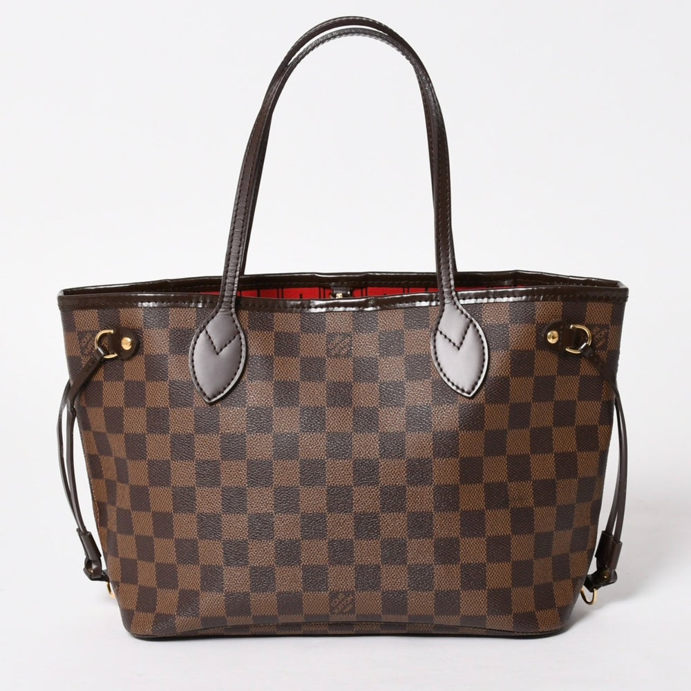 極美品 LOUIS VUITTON ルイヴィトン ネヴァーフルPM ハンドバッグ N41359 ダミエエベヌキャンバス ブラウン VI1099 ゴールド金具 中古 4a005793