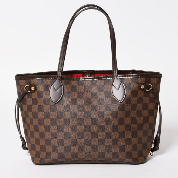 極美品 LOUIS VUITTON ルイヴィトン ネヴァーフルPM ハンドバッグ N41359 ダミエエベヌキャンバス ブラウン VI1099 ゴールド金具 中古 4a005793